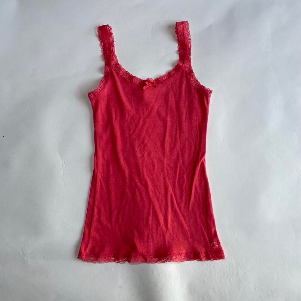 Gilly Hicks Red Lace Trim Tank Top Size M